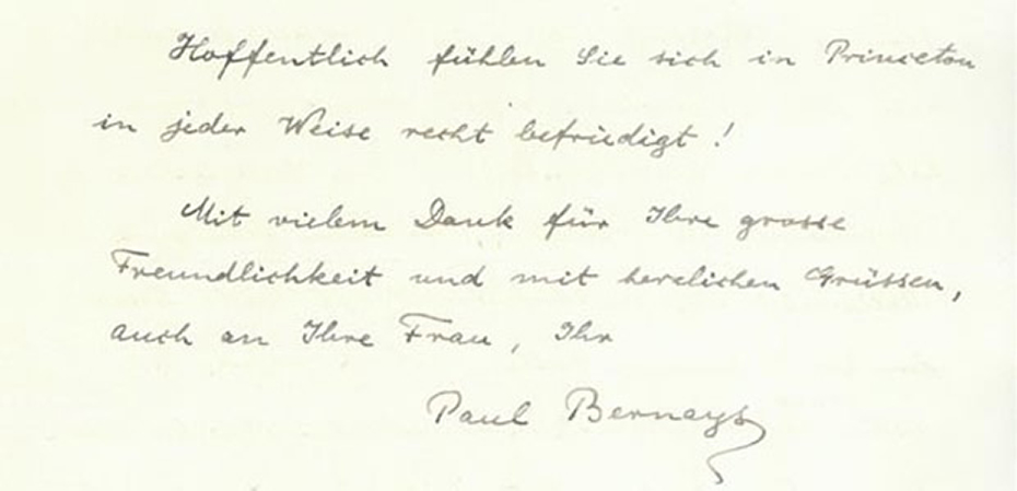 Schluss des Briefes von Paul Bernays an Hermann Weyl vom 16. Februar 1935. (ETH -Bibliothek, Hochschularchiv, Hs 91:11).