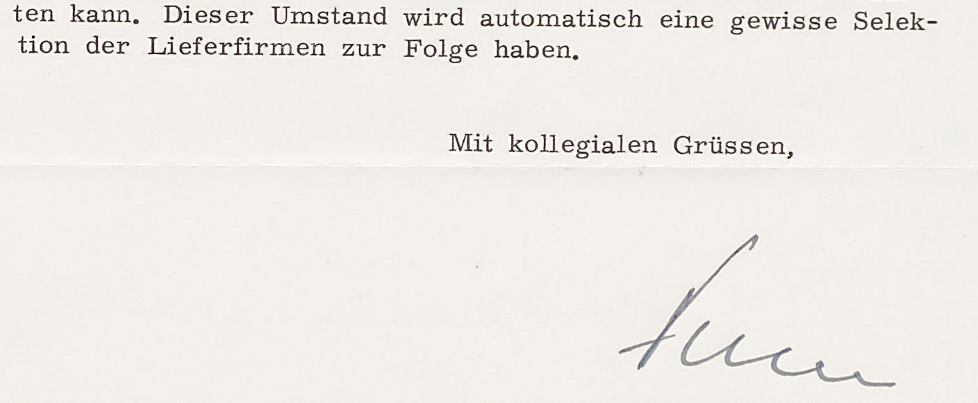 Furrers Handschrift, Brief an Professor Heinrich Weber ETH-Bibliothek, Hochschularchiv,&nbsp; Hs 1141:109