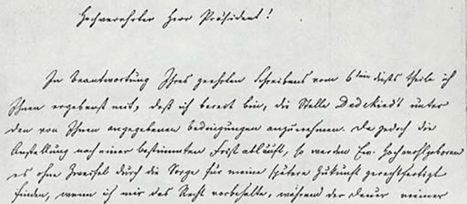 Letter from Elwin Bruno Christoffel to the President of the Swiss School Board, Carl Kappeler, dated August 8, 1862 (acceptance of the election as Professor of Higher Mathematics). The ETH Library, University Archives, SR3:1862, Nr. 332 und Hs 43a:4