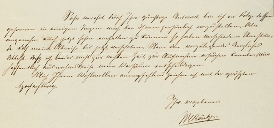 Letter from Wilhelm Conrad Röntgen to the Board of the Federal Technical Institute in Zurich dated 16 November 1865 (the ETH Library, ETH Zurich University Archives, letter from EZ-REK 1/1/1837, Student Register)