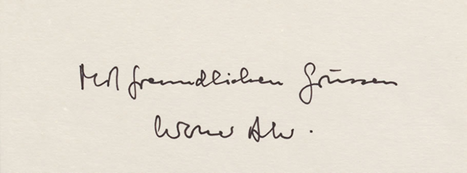 Signature from Werner Arber to Kristian Peil: "Mit freundlichen Grüssen Werner Arber"