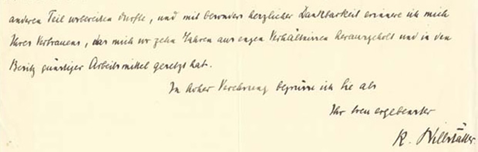Letter from Richard Willstätter to the President of the ETH Board, Robert Gnehm, from 27 September 1915.(The ETH Library, ETH Zurich University Archives, SR3:1945)