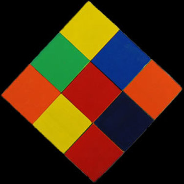 Colored cube, which contains 9 colored squares.