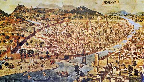 Karte von Florenz im 16. Jahrhundert