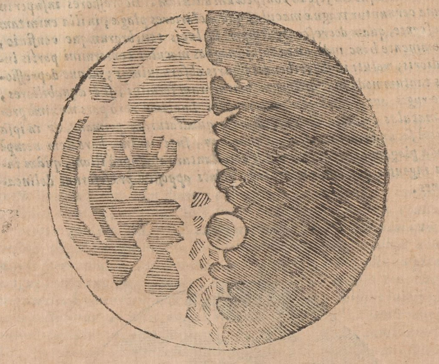 Zeichnung des Mondes in Quadratur 
