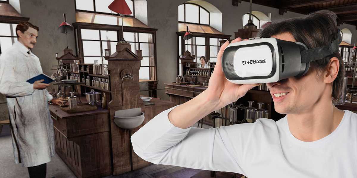 Anwendung des virtuellen Chemielabors auf einer 3D-Brille