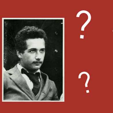 Portrait of Einstein and the question: Albert Einstein's lowest grade as a student at ETH Zurich was a 1.0. In which subject did he receive it?