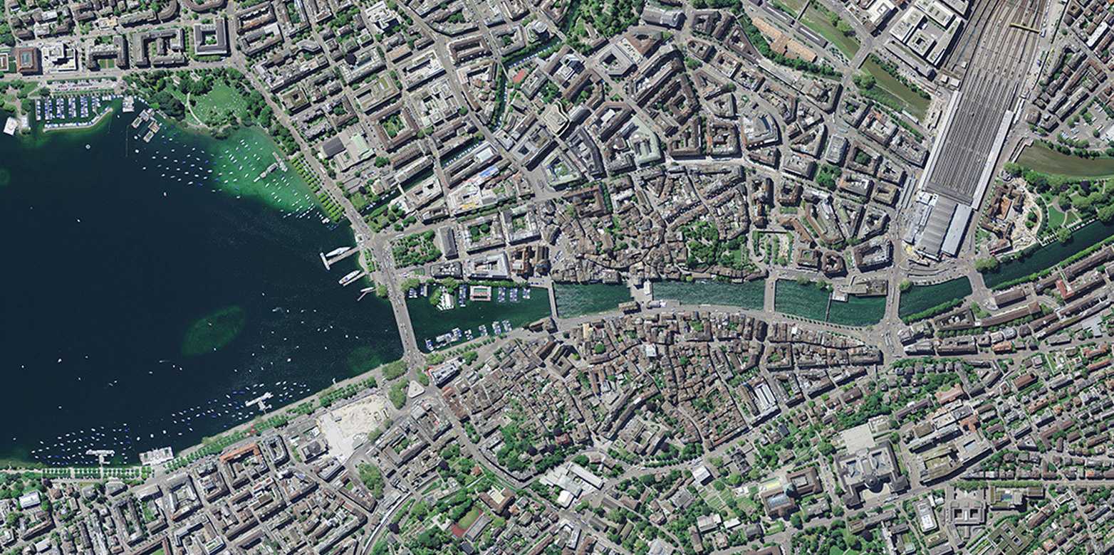 Ansicht der Stadt Zürich aus dem Datensatz SWISSIMAGE.