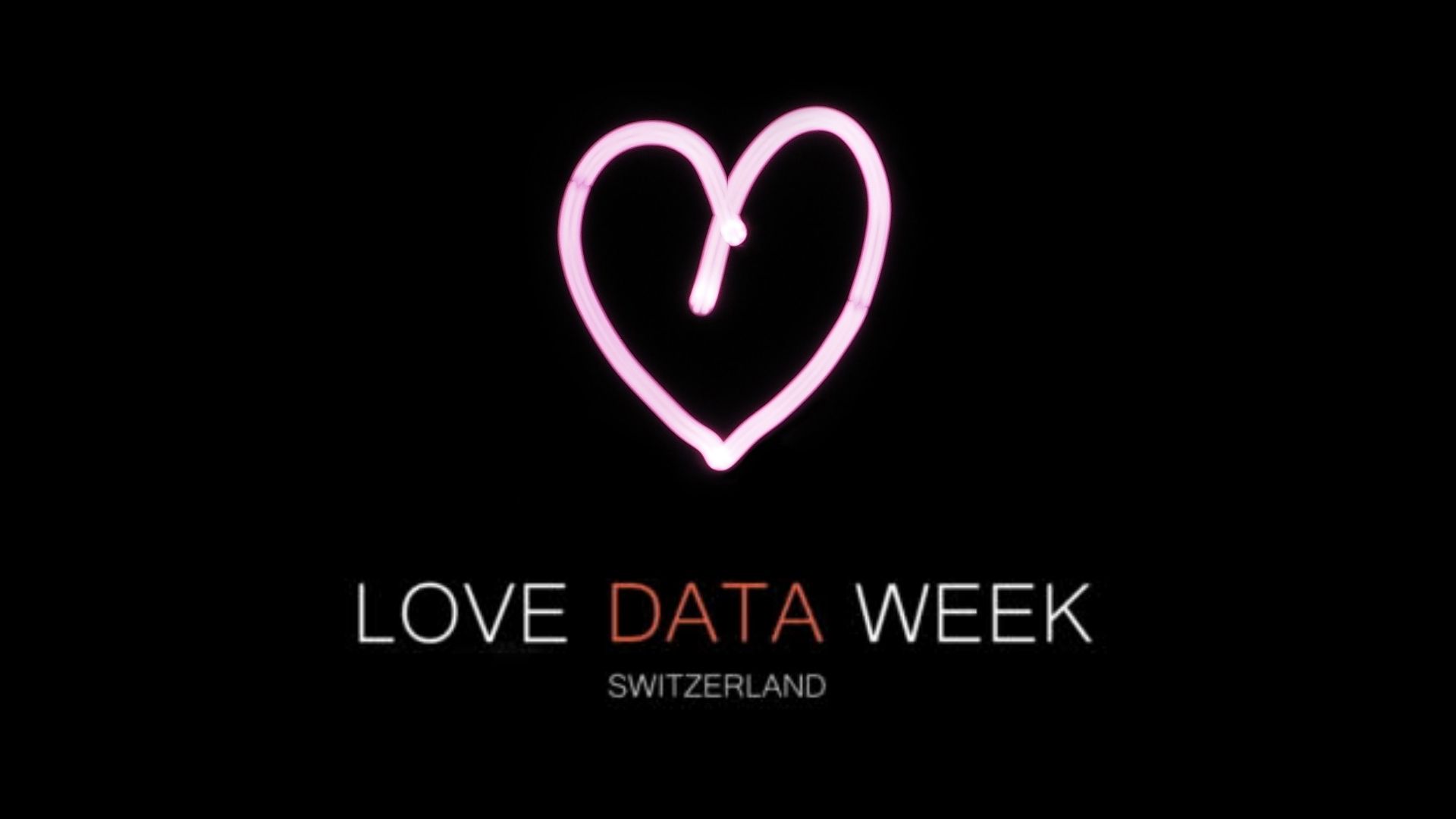 Love Data Week Key Visual mit Herz und Schriftzug auf schwarzem Hintergrund