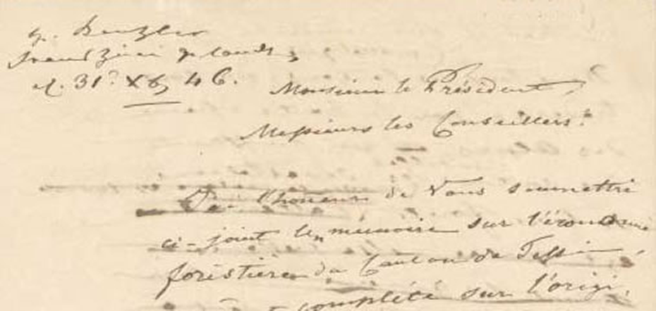 Brief von K. A. Kasthofer an Stefano Franscini vom 23. Dezember 1846. ETH-Bibliothek, Hochschularchiv, Hs 398:271