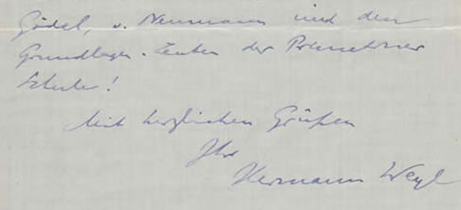 Brief von Hermann Weyl an den Schweizer Mathematiker Paul Bernays vom 4. August 1935. ETH-Bibliothek, Hochschularchiv, Hs 91:12.
