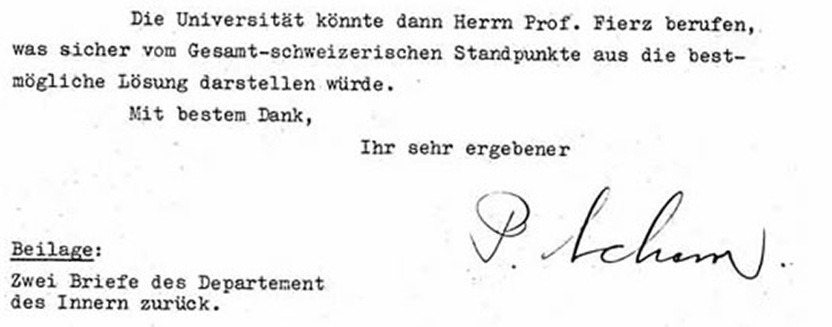 Schreiben Paul Scherrers an den Präsidenten des Schweizerischen Schulrats, Arthur Rohn, vom 12. Mai 1942.&nbsp;