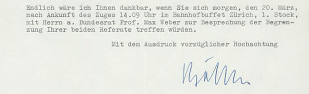 Brief von Eugen Böhler, Professor für Nationalökonomie an der ETH Zürich und Präsident der Schweizerischen Gesellschaft für Statistik und Volkswirtschaft, an Walter F. Daenzer. ETH-Bibliothek, Hochschularchiv,&nbsp; Hs 1263:38