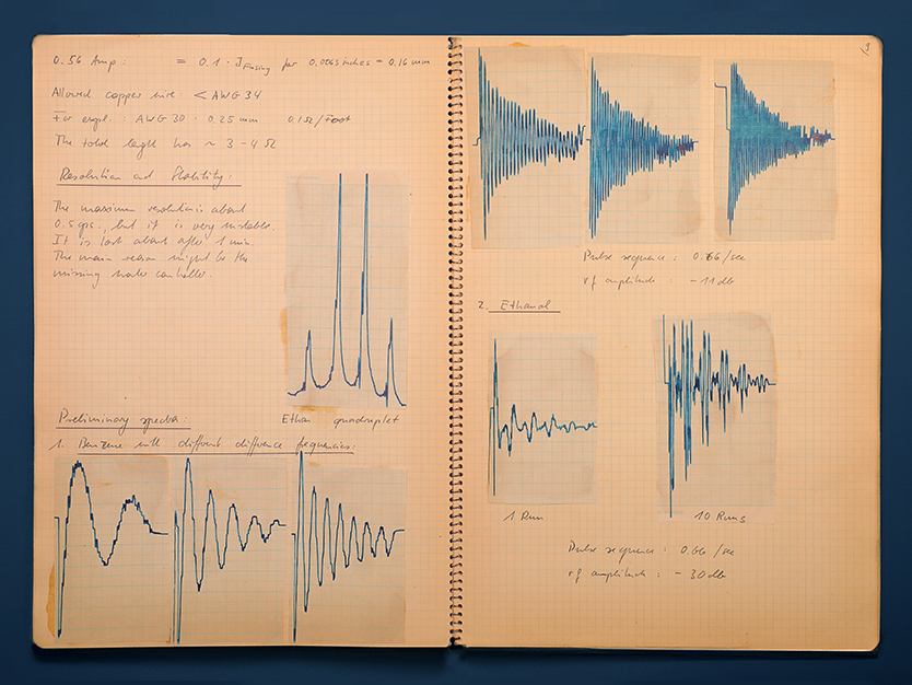 Auszug aus einem Laborjournal von Richard R. Ernst, Varian Associates, Palo Alto, Kalifornien, ca. 1964 (Akz. 2021-36) (Bild: ETH-Bibliothek)